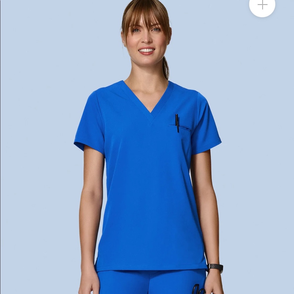 Blue scrub top in small